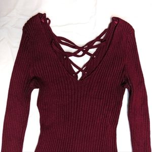 Burgundy String back Long Sleeve